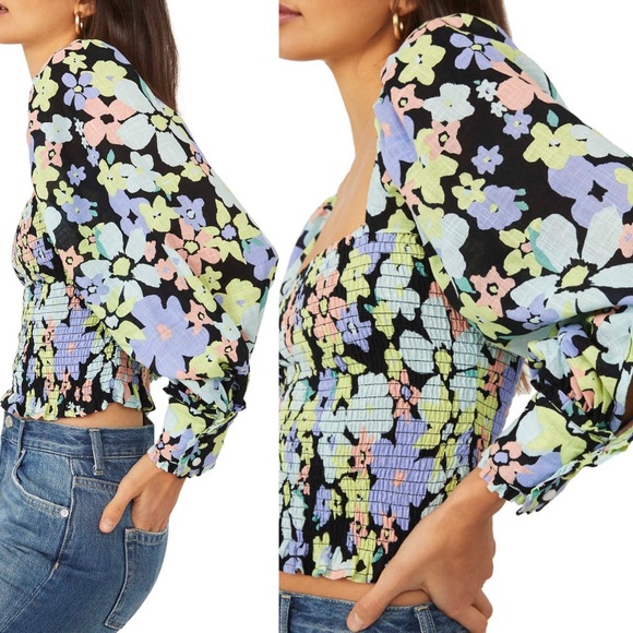 Free People Ariana Smocked Elastic Top - Picture 2 of 2